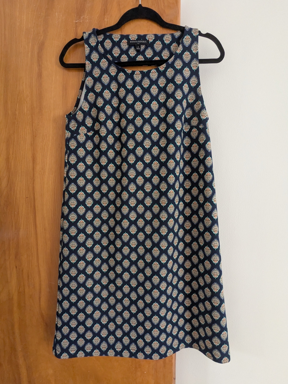 Banana Republic Navy Printed Sleeveless Shift Dress